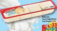 BAHÇIVAN YARIM YAĞLI DİLİMLİ TOST PEYNİRİ 1 KG fiyat ve kampanya bilgisi